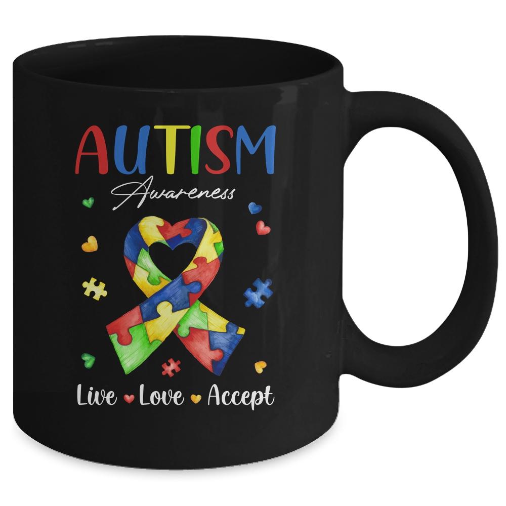 Live Love Accept Autism Awareness Month Mug-Coffee Mug-