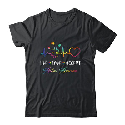 Live Love Accept Autism Awareness Tie Dye Autism Mom Boy Kid-T-Shirt & Hoodie-Classic T-Shirt-Black