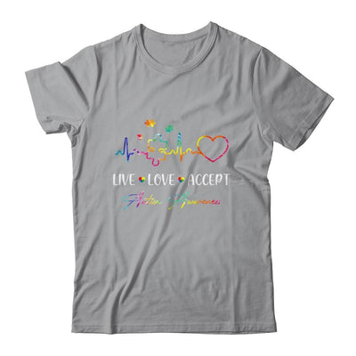 Live Love Accept Autism Awareness Tie Dye Autism Mom Boy Kid-T-Shirt & Hoodie-Classic T-Shirt-Sport Grey