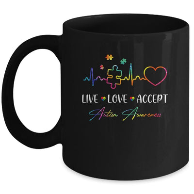 Live Love Accept Autism Awareness Tie Dye Autism Mom Boy Kid Mug-Coffee Mug-Mug-Black