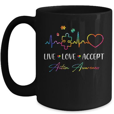 Live Love Accept Autism Awareness Tie Dye Autism Mom Boy Kid Mug-Coffee Mug-Mug-Black