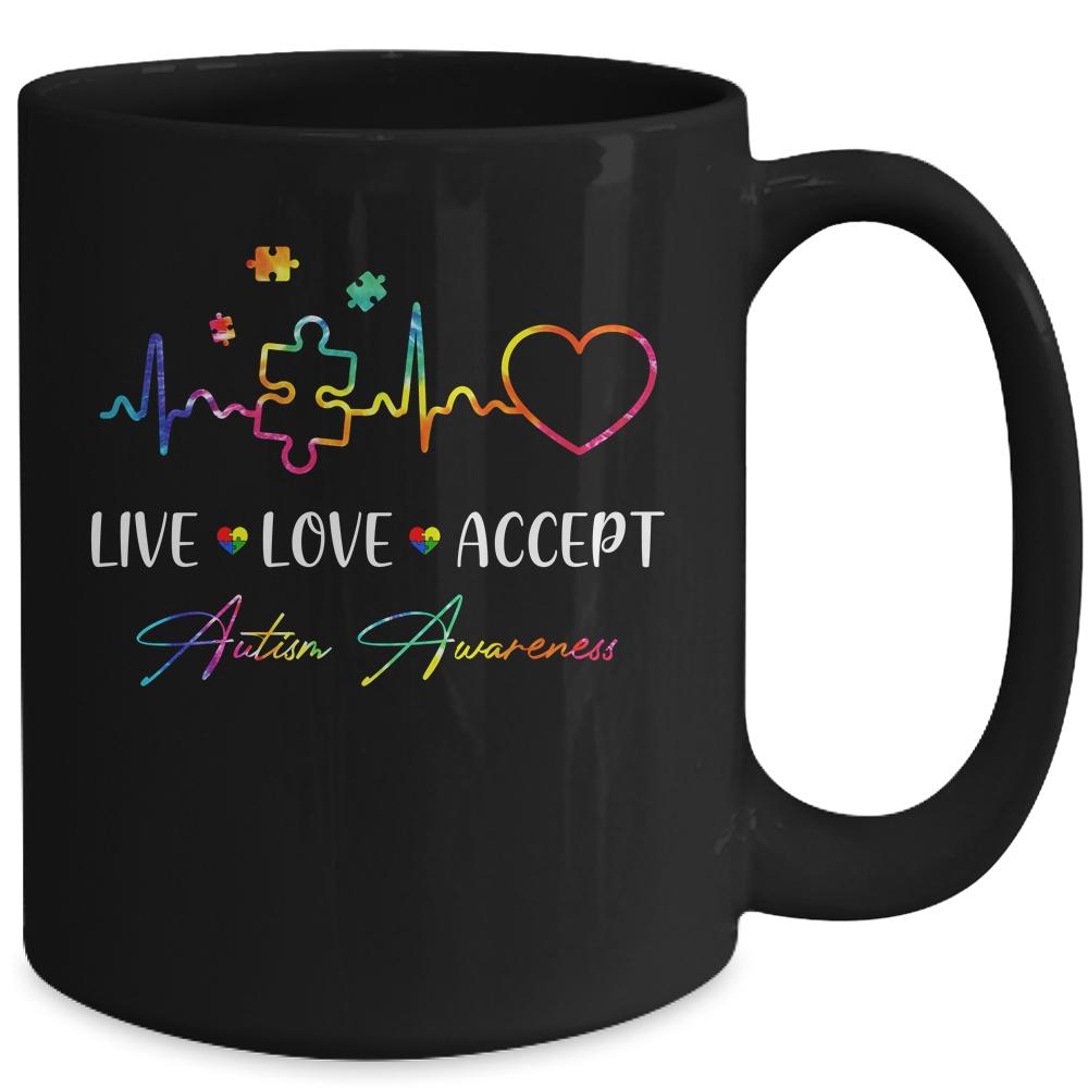 Live Love Accept Autism Awareness Tie Dye Autism Mom Boy Kid Mug-Coffee Mug-