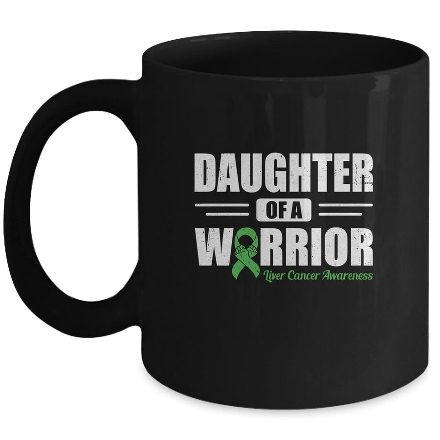 Liver Cancer Awareness Daughter Of Warrior Green Gift-Coffee Mug-Mug-Black