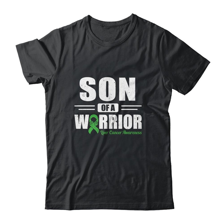 Liver Cancer Awareness Son Of Warrior Green Gift-T-Shirt & Hoodie-Classic T-Shirt-Black