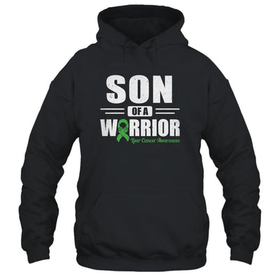 Liver Cancer Awareness Son Of Warrior Green Gift-T-Shirt & Hoodie-Pullover Hoodie-Black