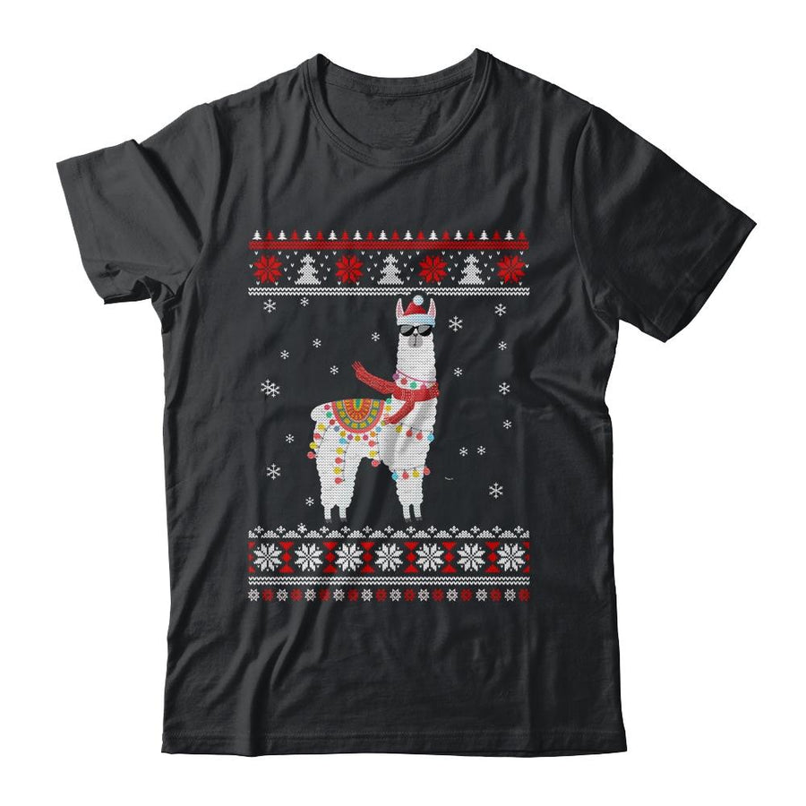 Llama Alpaca Christmas Tree Funny Ugly Christmas Sweater-T-Shirt & Sweatshirt-Classic T-Shirt-Black