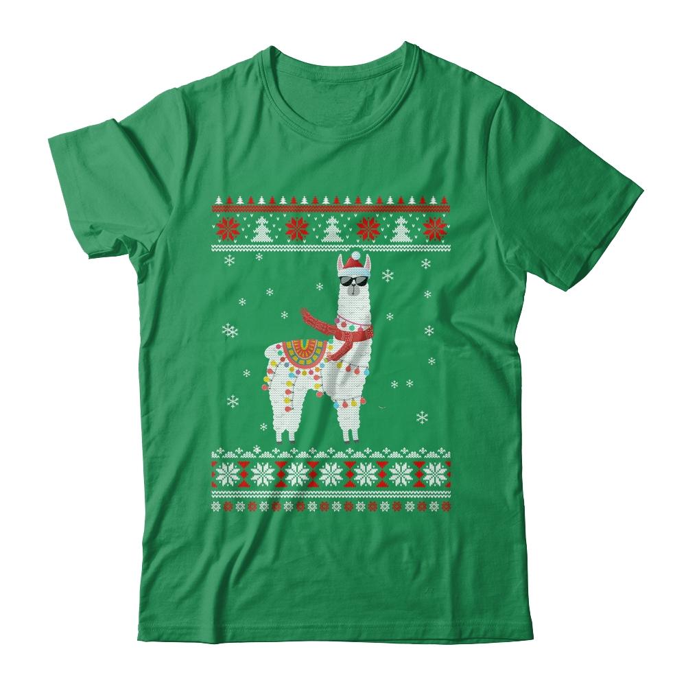 Llama Alpaca Christmas Tree Funny Ugly Christmas Sweater-T-Shirt & Sweatshirt-Classic T-Shirt-Irish Green