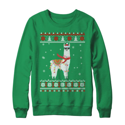 Llama Alpaca Christmas Tree Funny Ugly Christmas Sweater-T-Shirt & Sweatshirt-Crewneck Sweatshirt-Irish Green