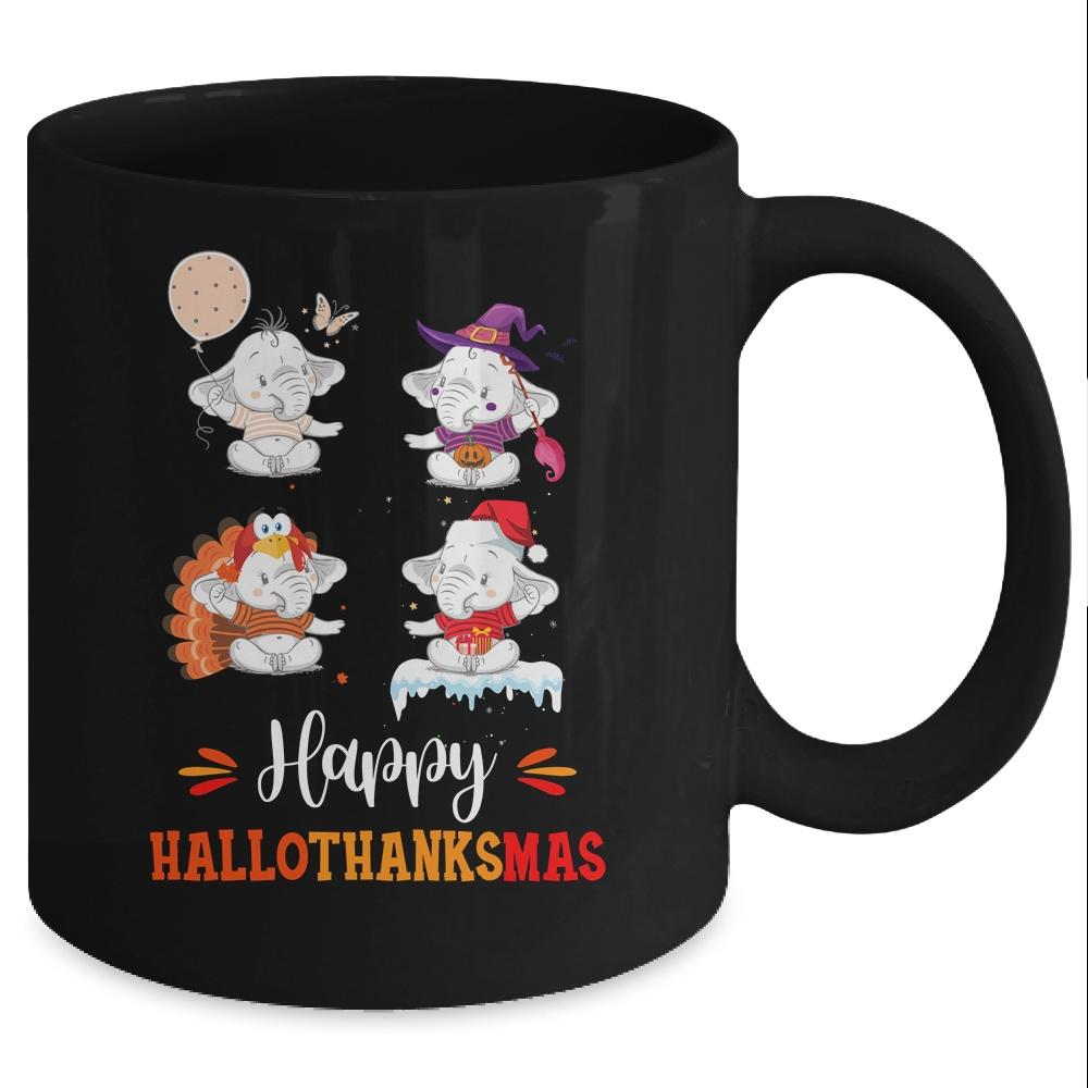 Llama Halloween Thanksgiving Merry Christmas Hallothanksmas Mug-Coffee Mug-Mug-Black