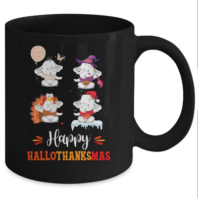 Llama Halloween Thanksgiving Merry Christmas Hallothanksmas Mug-Coffee Mug-Mug-Black