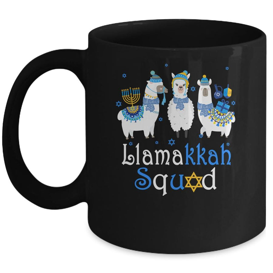 Llamakkah Squad Funny Jewish Hanukkah Gift Cute Llama Mug-Coffee Mug-Mug-Black