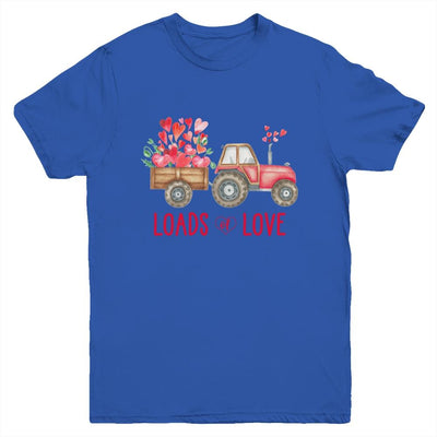 Loads Of Love Farm Tractor Valentines Day For Boys Youth-Youth Shirt-Youth T-Shirt-Royal