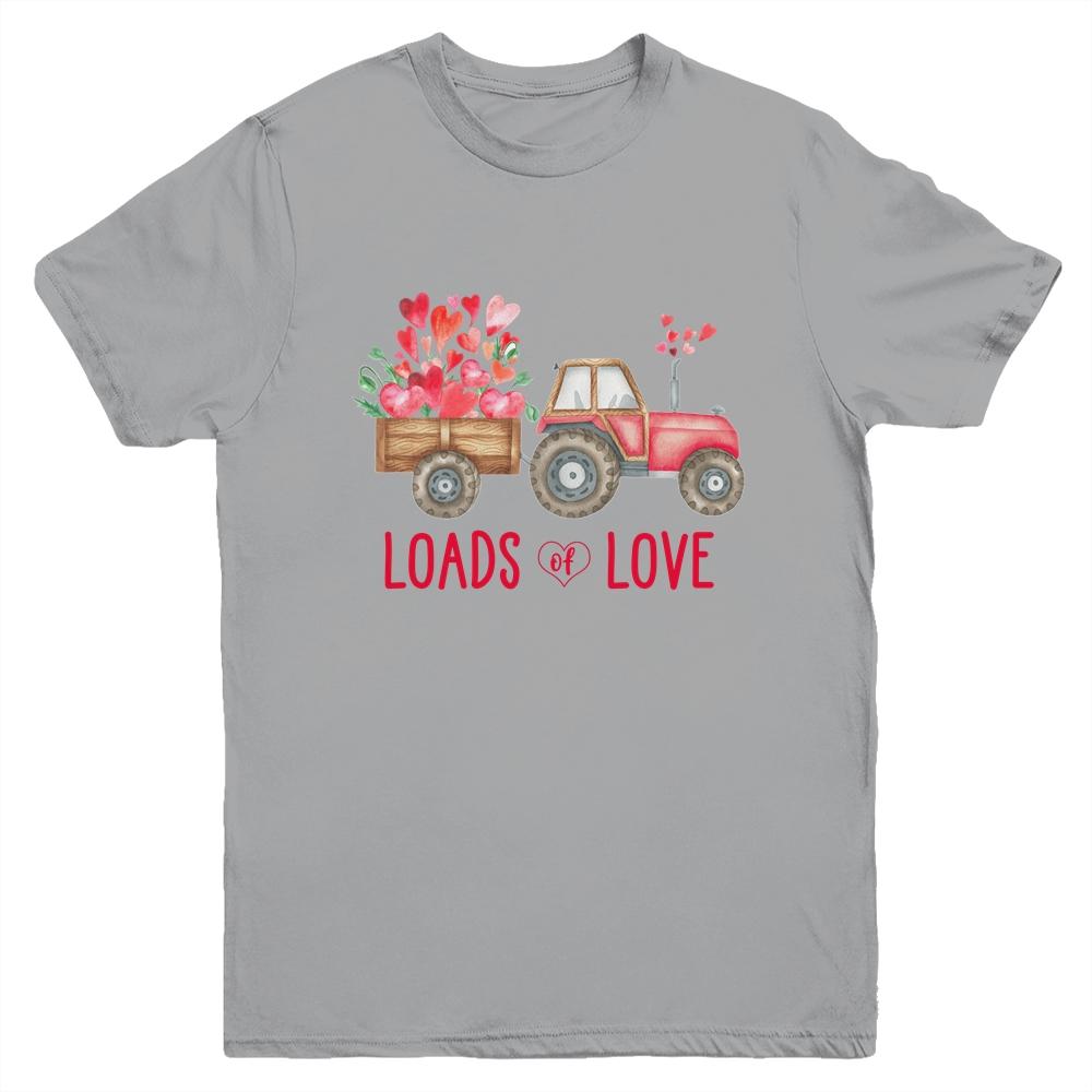 Loads Of Love Farm Tractor Valentines Day For Boys Youth-Youth Shirt-Youth T-Shirt-Sport Grey