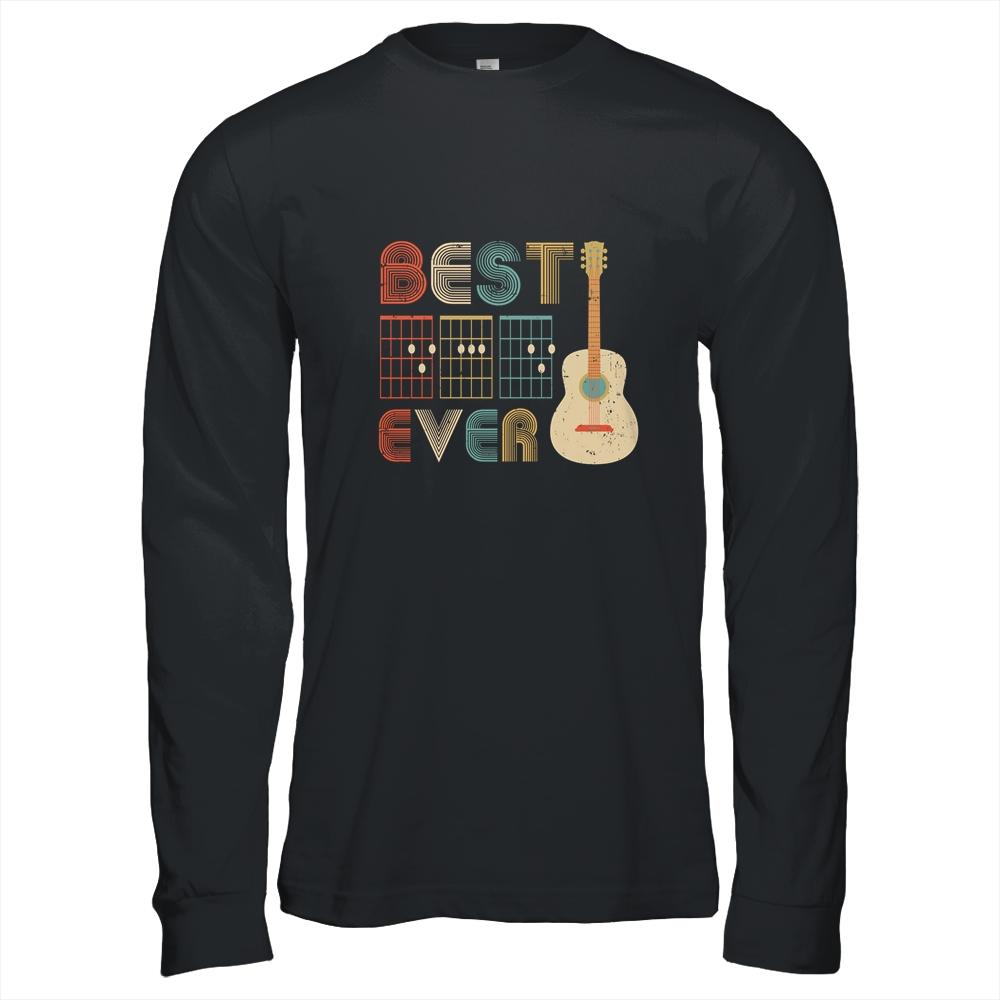 Vintage Best Dad Ever Guitar Chords Fathers Day Gifts-T-Shirt & Hoodie-Long Sleeve T-Shirt-Black