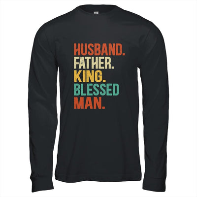 Husband Father King Blessed Man Pride Black Dad Gift-T-Shirt & Hoodie-Long Sleeve T-Shirt-Black