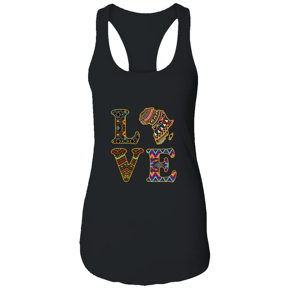 Love Africa African Kente Cloth Men Women Lover-T-Shirt & Tank Top-Women's Ideal Racerback Tank-Black