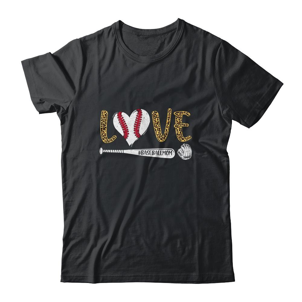 Love Baseball Mom Leopard Print Lover Mother's Day-T-Shirt & Tank Top-Classic T-Shirt-Black