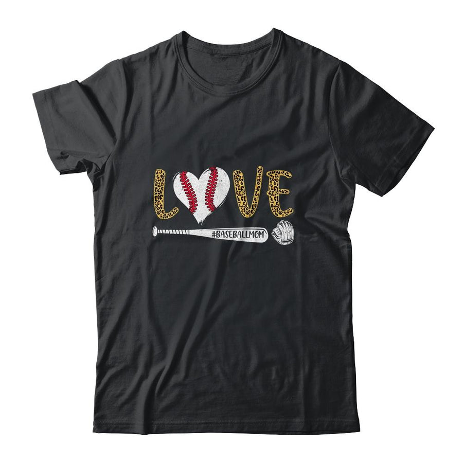 Love Baseball Mom Leopard Print Lover Mother's Day-T-Shirt & Tank Top-Classic T-Shirt-Black