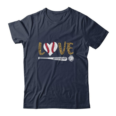Love Baseball Mom Leopard Print Lover Mother's Day-T-Shirt & Tank Top-Classic T-Shirt-Navy