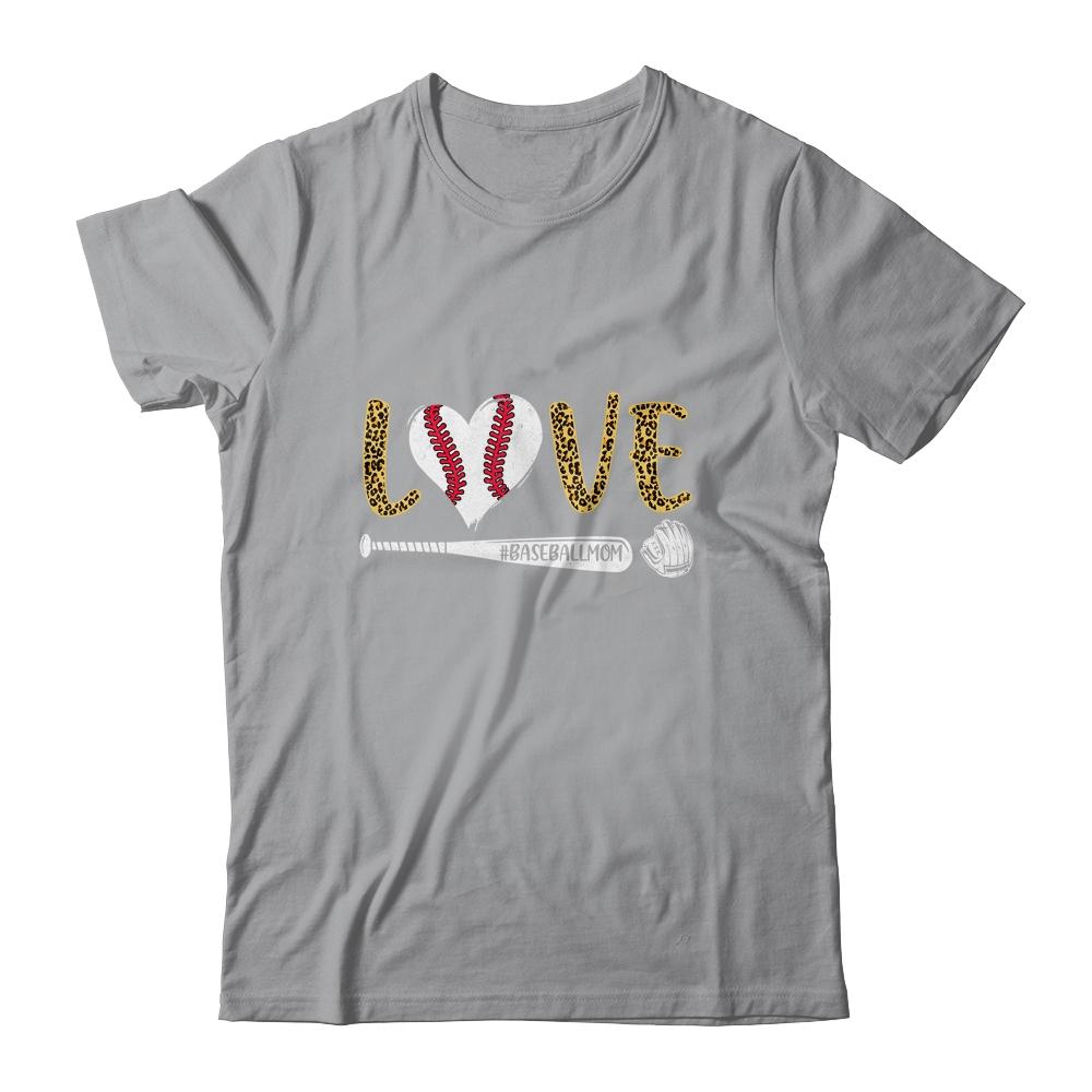 Love Baseball Mom Leopard Print Lover Mother's Day-T-Shirt & Tank Top-Classic T-Shirt-Sport Grey