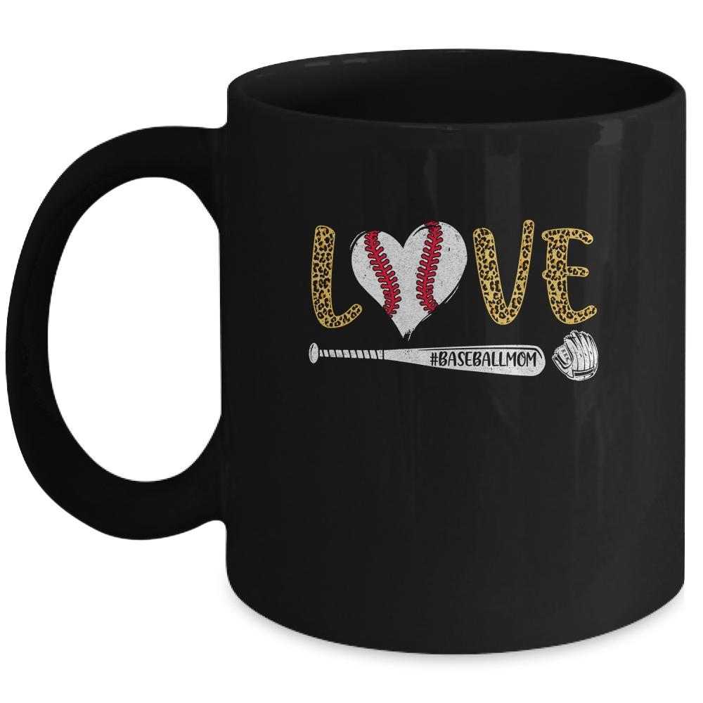 Love Baseball Mom Leopard Print Lover Mother's Day Mug-Coffee Mug-Mug-Black