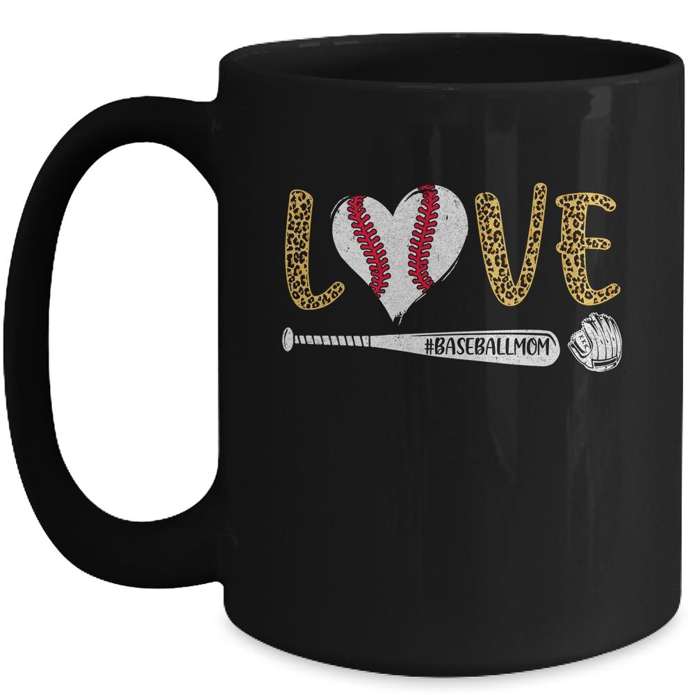 Love Baseball Mom Leopard Print Lover Mother's Day Mug-Coffee Mug-Mug-Black