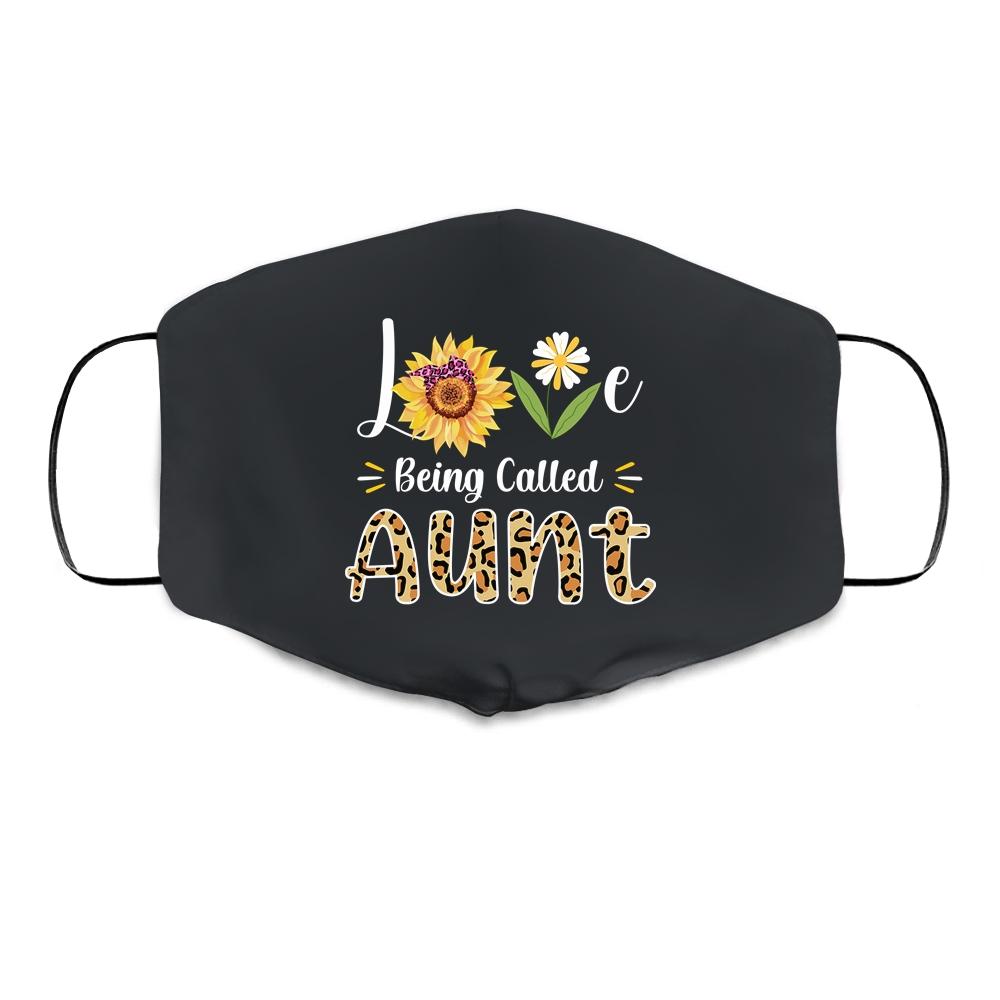 Love Being Called Aunt Sunflower Mothers Day Cloth Face Mask-Cloth Face Mask-Cloth Face Mask-Black