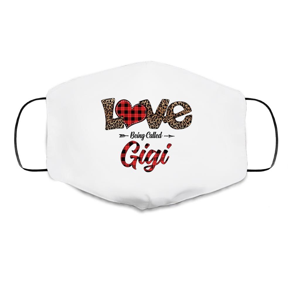 Love Being Called Gigi Leopard Red Plaid Heart Valentine Cloth Face Mask