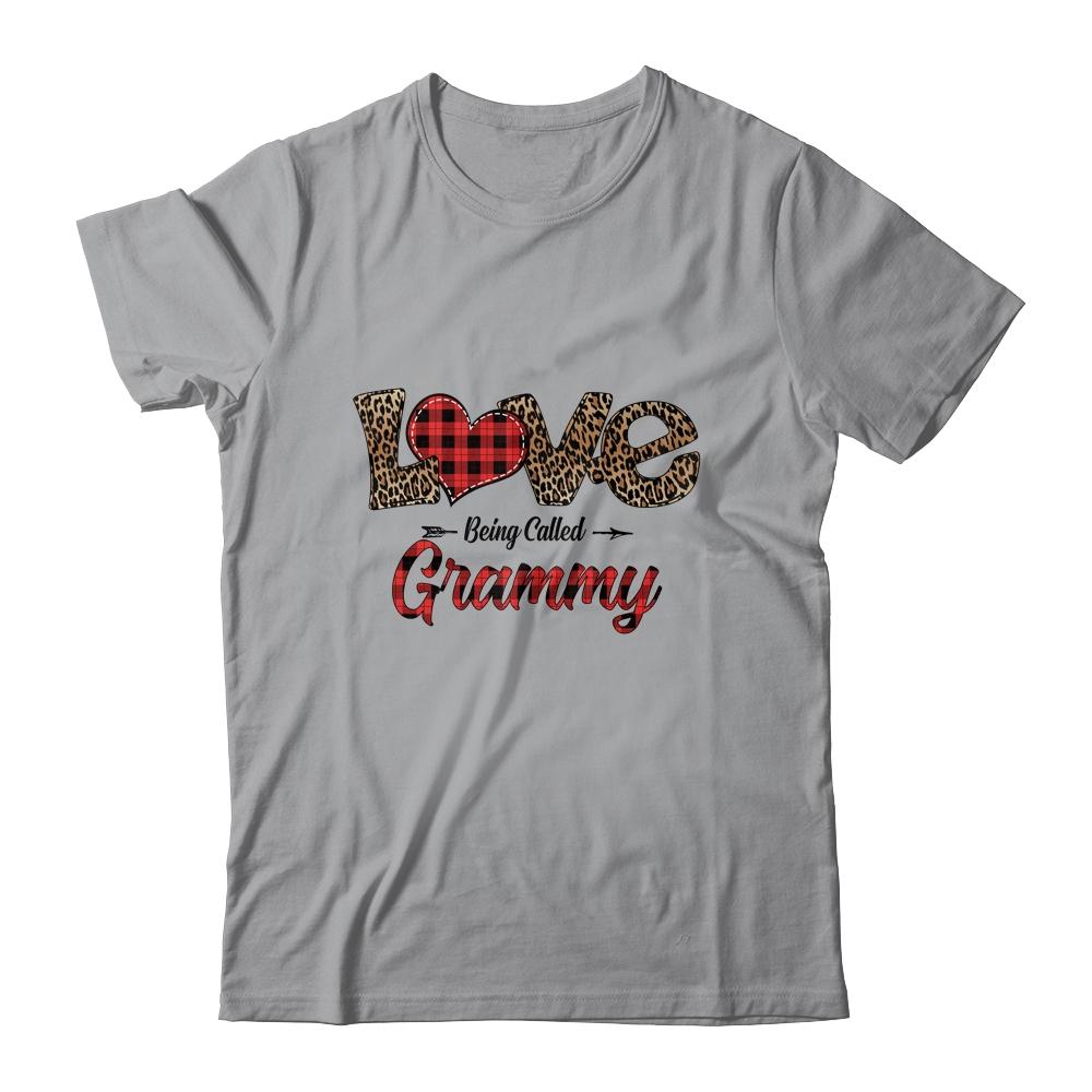 Love Being Called Grammy Leopard Red Plaid Heart Valentine-T-Shirt & Tank Top-Classic T-Shirt-Sport Grey