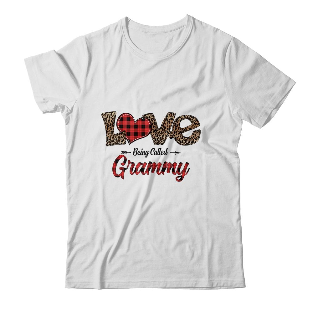 Love Being Called Grammy Leopard Red Plaid Heart Valentine-T-Shirt & Tank Top-Classic T-Shirt-White