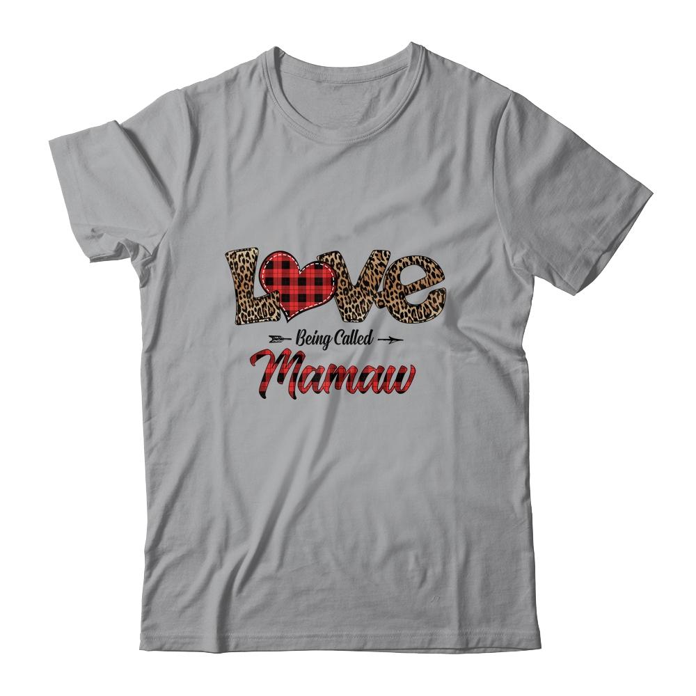 Love Being Called Mamaw Leopard Red Plaid Heart Valentine-T-Shirt & Tank Top-Classic T-Shirt-Sport Grey