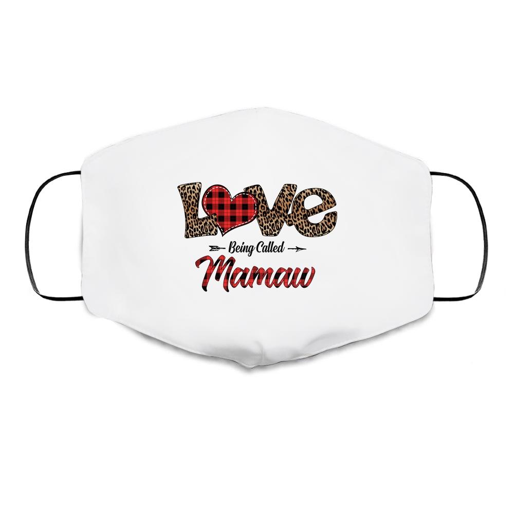 Love Being Called Mamaw Leopard Red Plaid Heart Valentine Cloth Face Mask