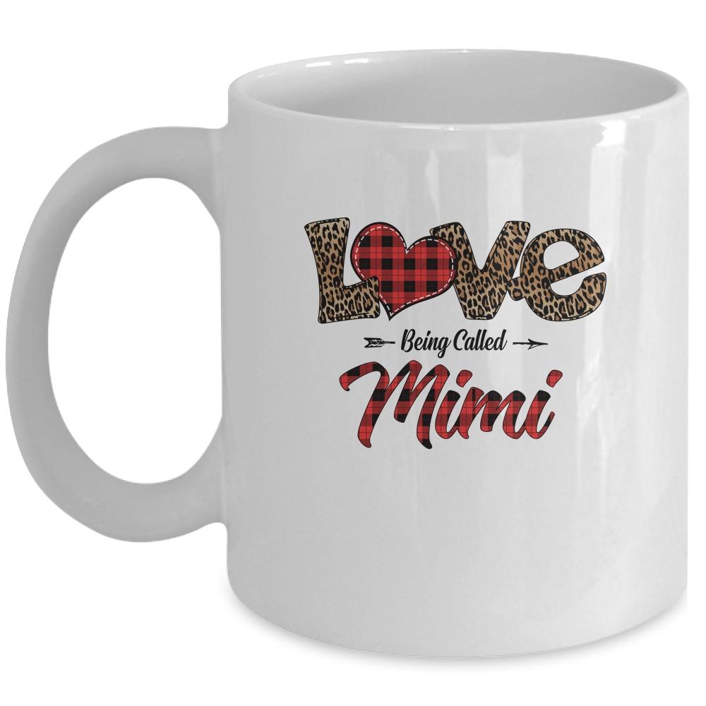 Love Being Called Mimi Leopard Red Plaid Heart Valentine Mug-Coffee Mug-Mug-White