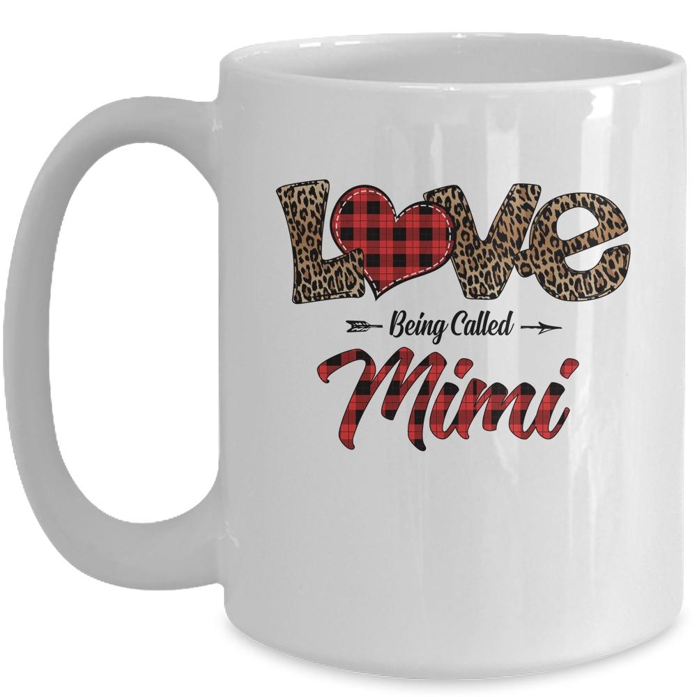 Love Being Called Mimi Leopard Red Plaid Heart Valentine Mug-Coffee Mug-Mug-White