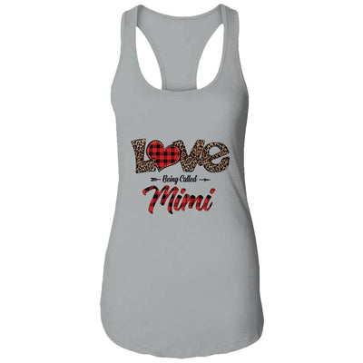 Love Being Called Mimi Leopard Red Plaid Heart Valentine-T-Shirt & Tank Top-Women's Ideal Racerback Tank-Heather Grey