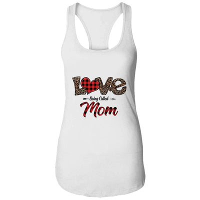 Love Being Called Mom Leopard Red Plaid Heart Valentine-T-Shirt & Tank Top-Women's Ideal Racerback Tank-White