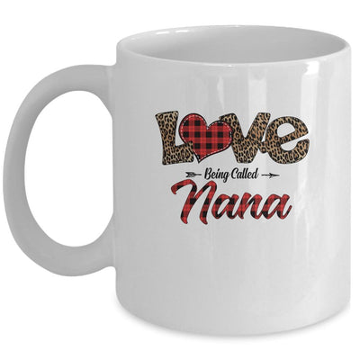 Love Being Called Nana Leopard Red Plaid Heart Valentine Mug-Coffee Mug-Mug-White