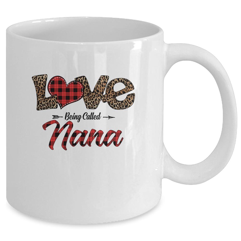 Love Being Called Nana Leopard Red Plaid Heart Valentine Mug-Coffee Mug-