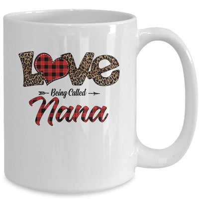 Love Being Called Nana Leopard Red Plaid Heart Valentine Mug-Coffee Mug-