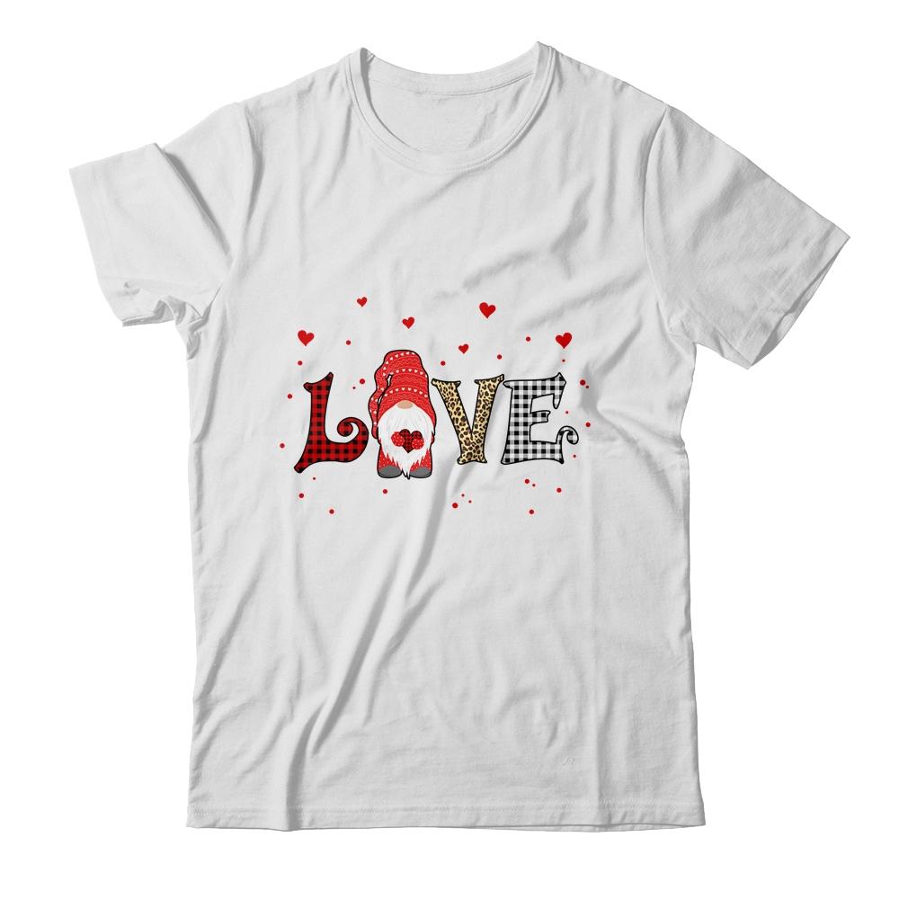 Love Gnome Valentines Day Heart Buffalo Plaid Leopard Gift