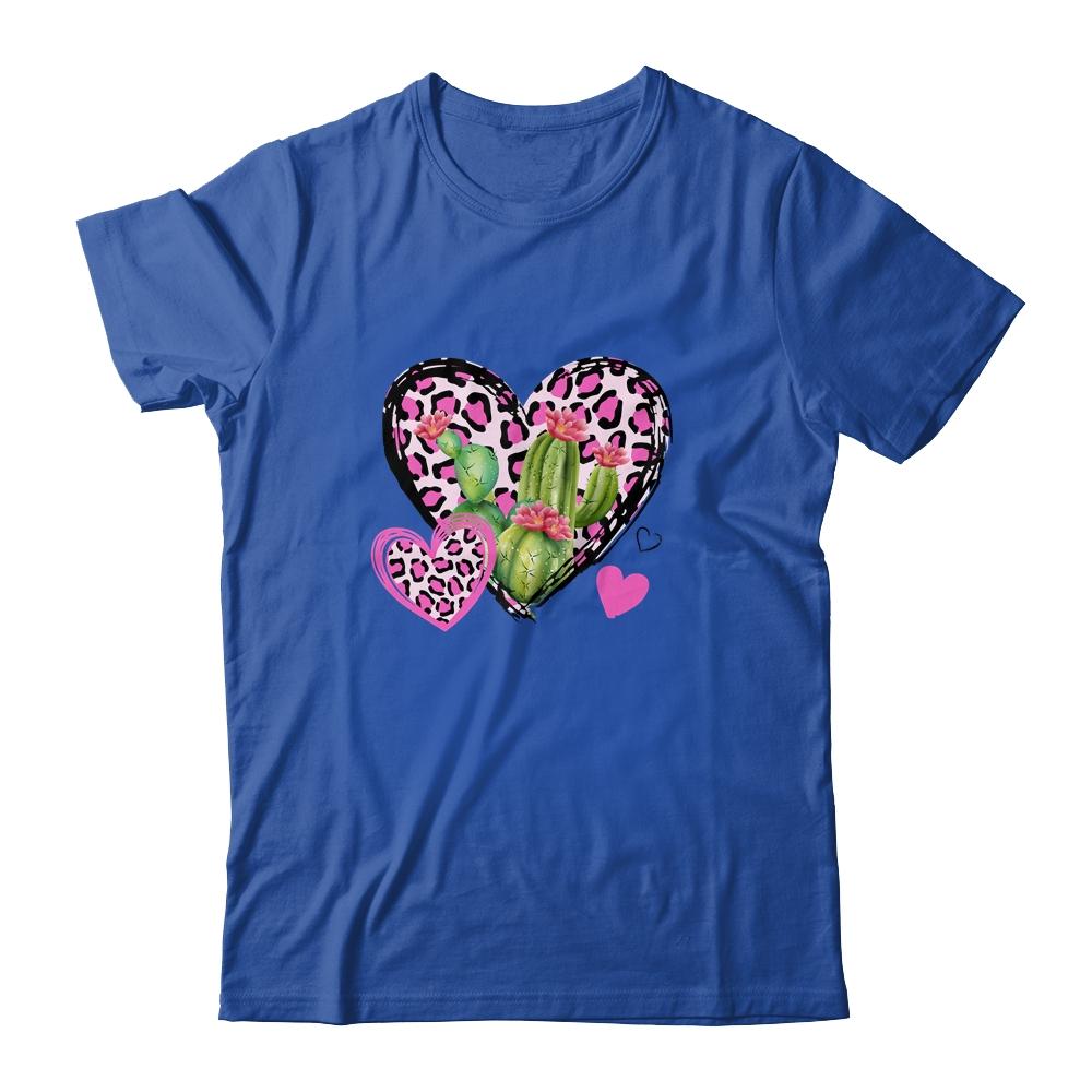 Love Leopard Heart Cactus Plant Gift Valentines Day-T-Shirt & Tank Top-Classic T-Shirt-Royal