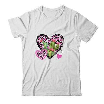 Love Leopard Heart Cactus Plant Gift Valentines Day-T-Shirt & Tank Top-Classic T-Shirt-White
