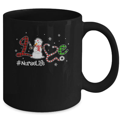 Love Nurse Life Snowman Funny Nursing Christmas Day Gifts Mug-Coffee Mug-Mug-Black