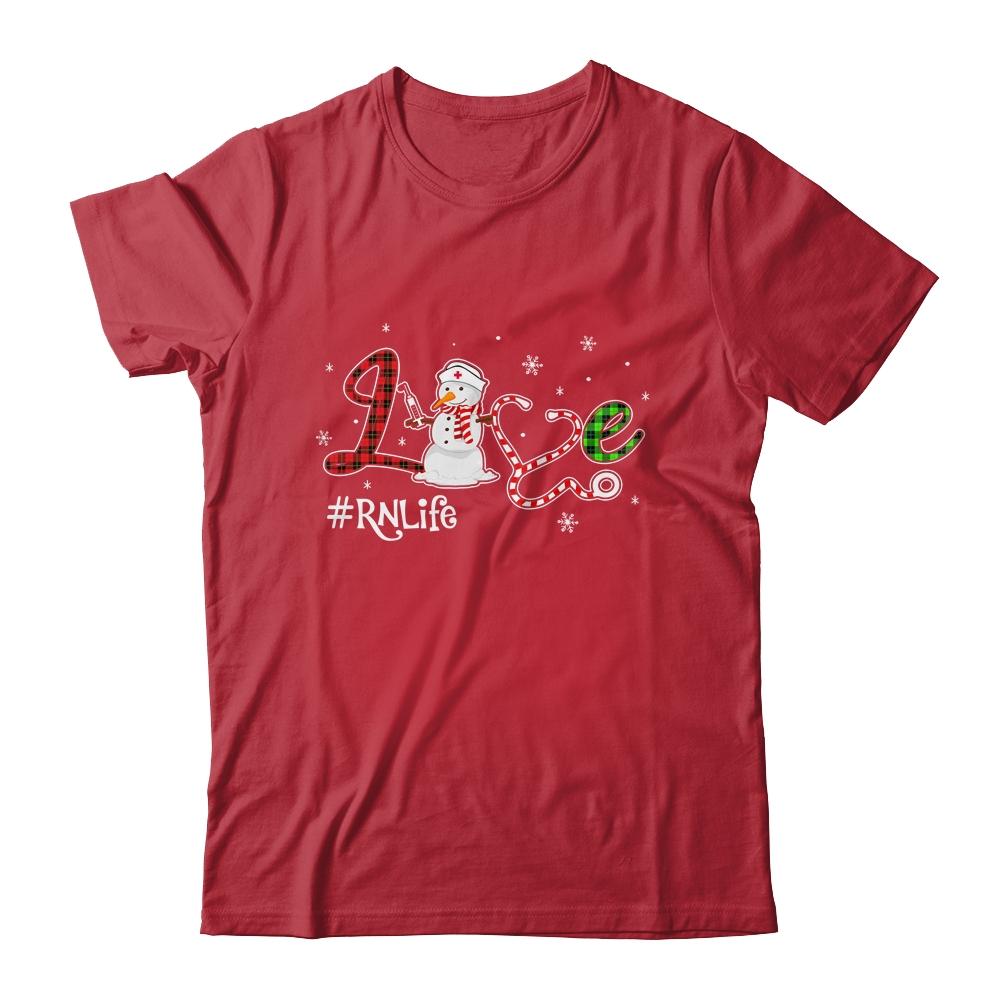 Love RN Life Snowman Funny Nursing Christmas Day Gifts-T-Shirt & Sweatshirt-Classic T-Shirt-Red