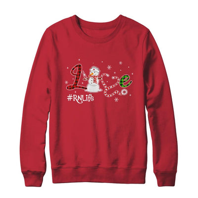 Love RN Life Snowman Funny Nursing Christmas Day Gifts-T-Shirt & Sweatshirt-Crewneck Sweatshirt-Red
