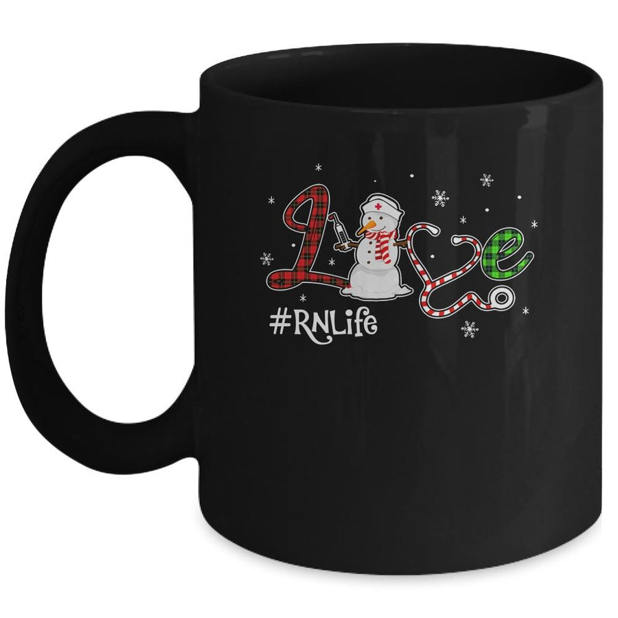 Love RN Life Snowman Funny Nursing Christmas Day Gifts Mug-Coffee Mug-Mug-Black