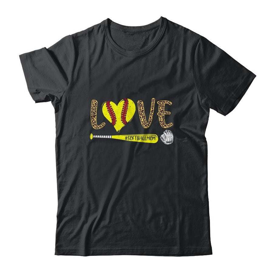 Love Softball Mom Leopard Print Lover Mother's Day-T-Shirt & Tank Top-Classic T-Shirt-Black