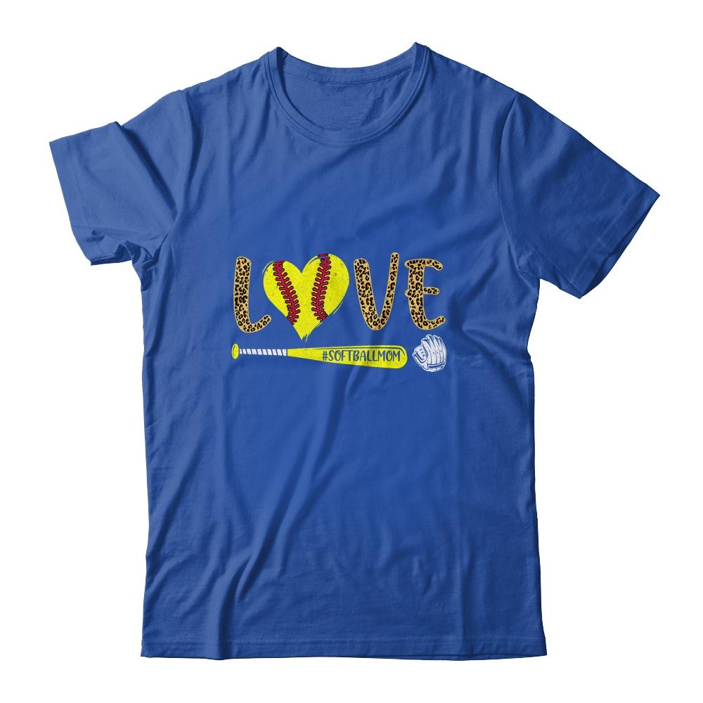 Love Softball Mom Leopard Print Lover Mother's Day-T-Shirt & Tank Top-Classic T-Shirt-Royal