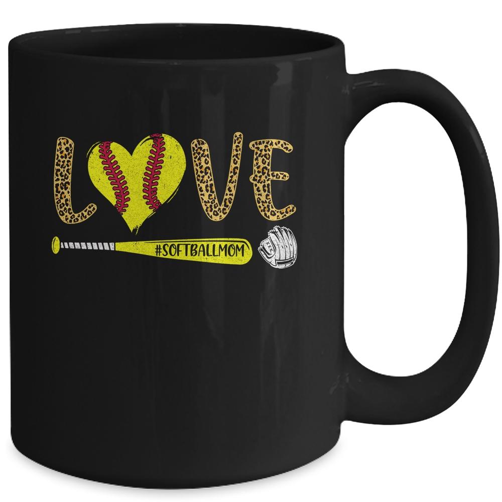 Love Softball Mom Leopard Print Lover Mother's Day Mug-Coffee Mug-