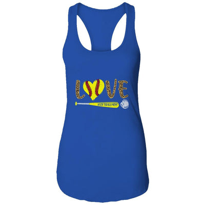 Love Softball Mom Leopard Print Lover Mother's Day-T-Shirt & Tank Top-Women's Ideal Racerback Tank-Royal